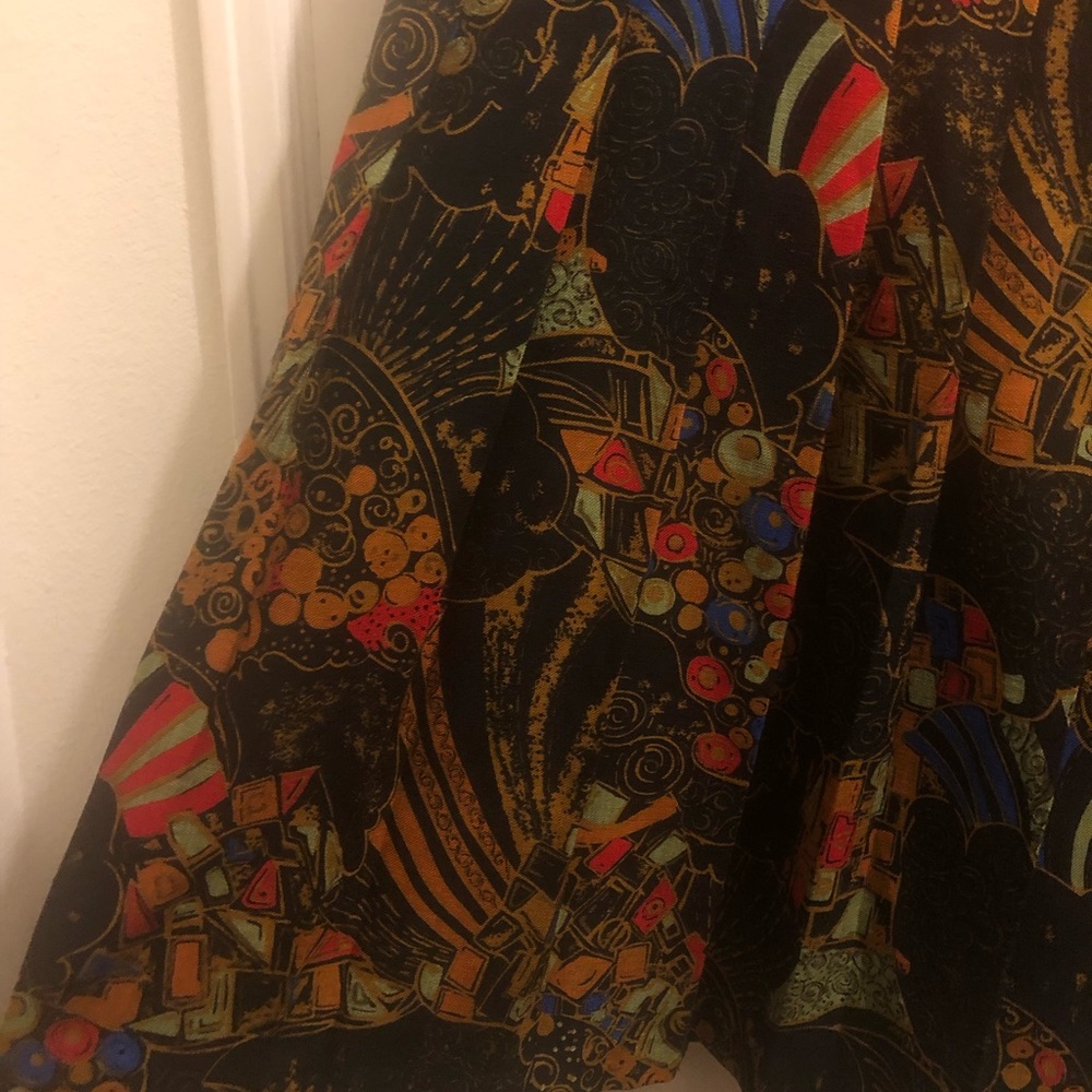 Multi Color Vintage Pleated Midi Skirt